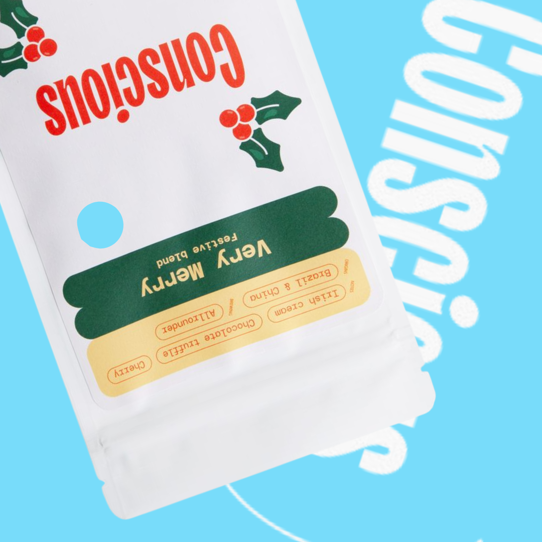 Very Merry coffee blend holiday vibe illustration - Conscious with coffee