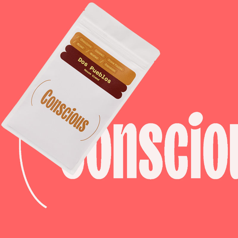 Dos Pueblos Conscious Coffee blend packaging - espresso coffee - Conscious with coffee