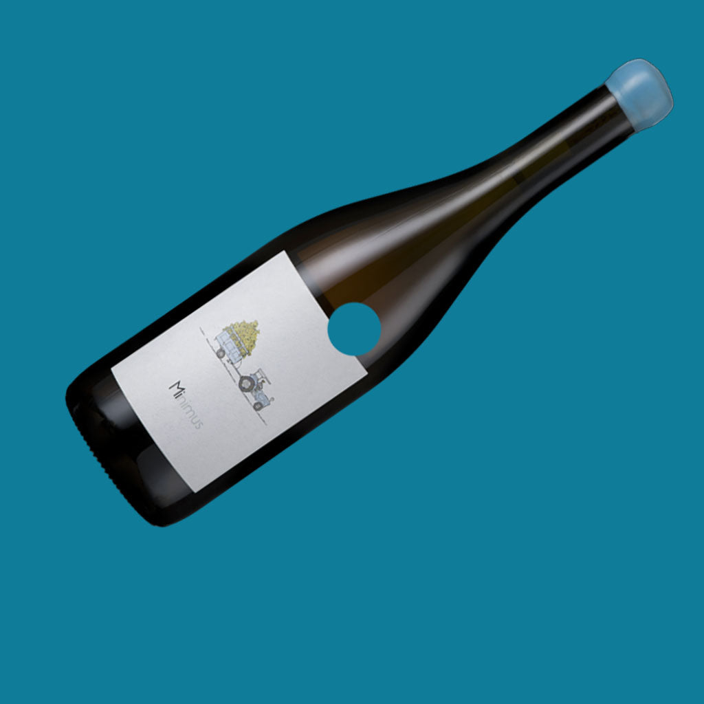 Minimus Assyrtiko orange wine bottle and vibe shot - Greek organic wine - Chatzivaritis Estate